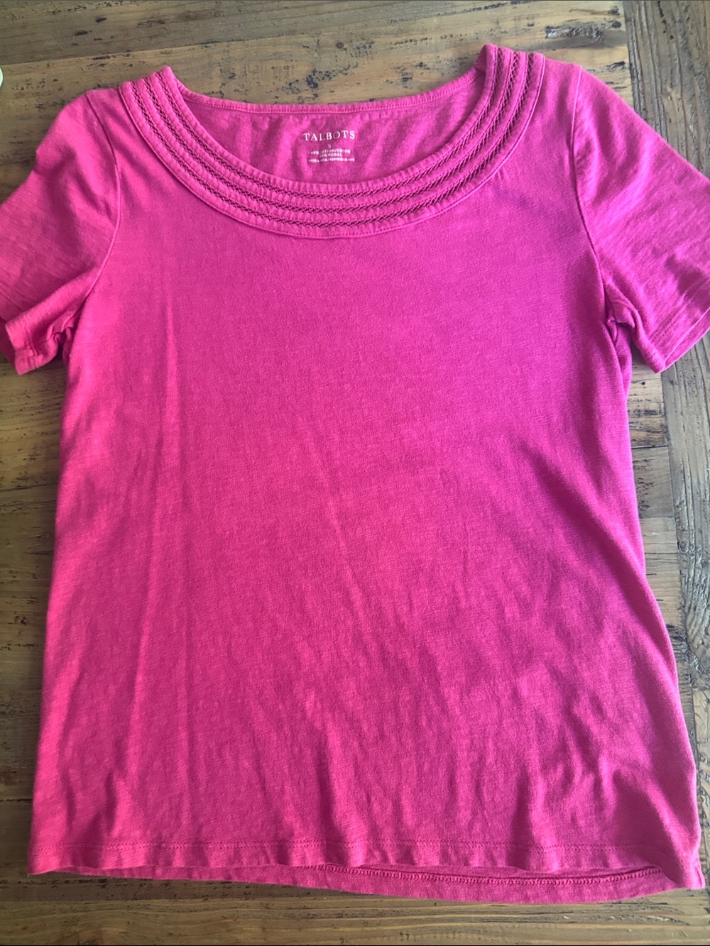 Talbots Hot Pink Short-Sleeve Scoop-Neck Tee